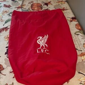 LF Red and White Drawstring Bag